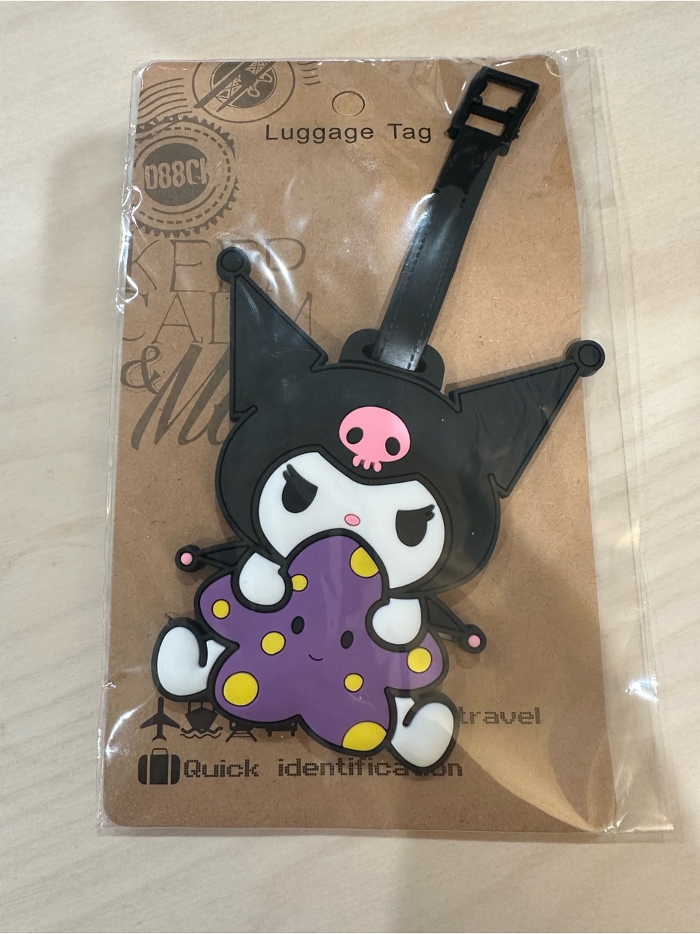 Kuromi with Purple Smiling Star Pillow Luggage Tag